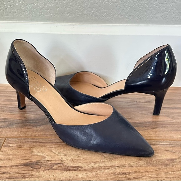 Franco Sarto Navy Patent & Smooth Leather Pointed Toe Women's Pumps Size 9 - Picture 1 of 7